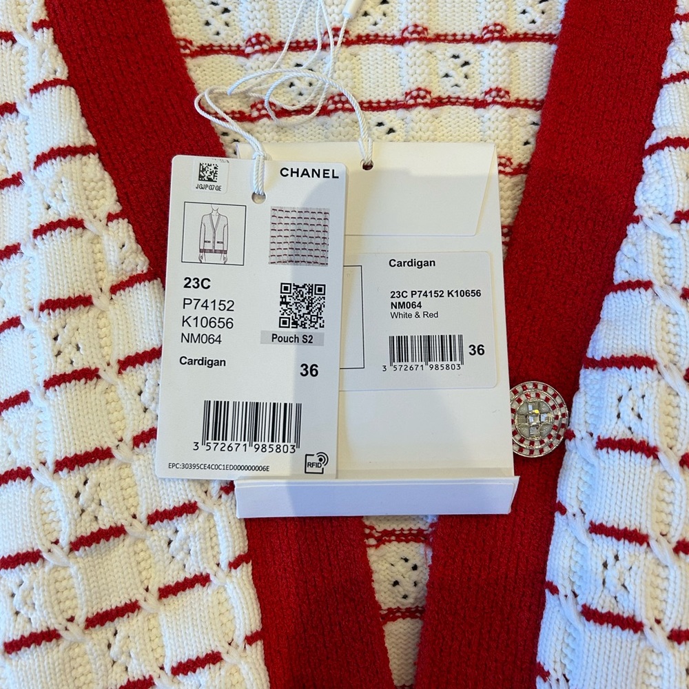 Red & White Chanel Cardigan size 36 small fits more like a medium. - Picture 9 of 9